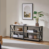 Yaheetech Console Table Behind Couch, Narrow Long 3-Tier Entryway Table with Metal Frame, Industrial Wood Foyer Table for Hallway, 55 Inch, Gray Yaheetech