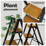 Taranta 3 Step Ladder,Aluminum Lightweight Folding 3 Step Stool with Anti-Slip Wide Pedal, 330lbs Capacity Step Ladder for Household,Kitchen,Office - BlackWoodgrain taranta