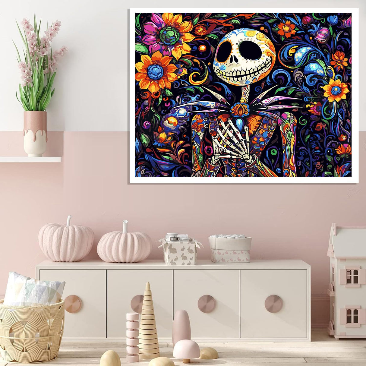 Meothan Paint by Numbers Kits for Adults Beginners- Easy Canvas Nightmare Before Christmas Paint by Number for Home Decor and Gifts 16X20 inch (Halloween) Meothan