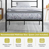 KOMFOTT Metal Canopy Bed Frame Twin Size, Modern 4 Poster Canopied Platform Bed Frame with Headboard, Heavy-Duty Metal Slat Support Mattress Foundation, No Box Spring Needed, Easy Assembly, Black KOMFOTT