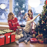 BALEINE Christmas Ornament Storage Box with Dividers, Premium Holiday Ornaments Storage Container Bin for Xmas Decorations (128 Ball, Green, Without Tray) BALEINE