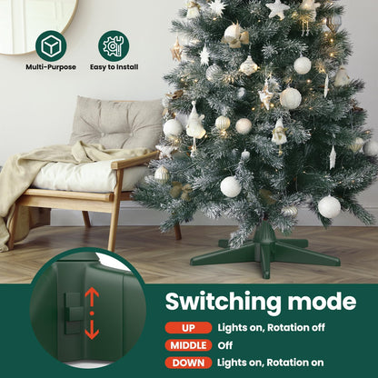 CreiYuan Rotating Christmas Tree Stand, Thickened ABS, Sturdy 5-Legged Design, Includes 3 Adapters & Sockets, Supports up to 7.8ft Rotating Tree Stand for Artificial Christmas Tree