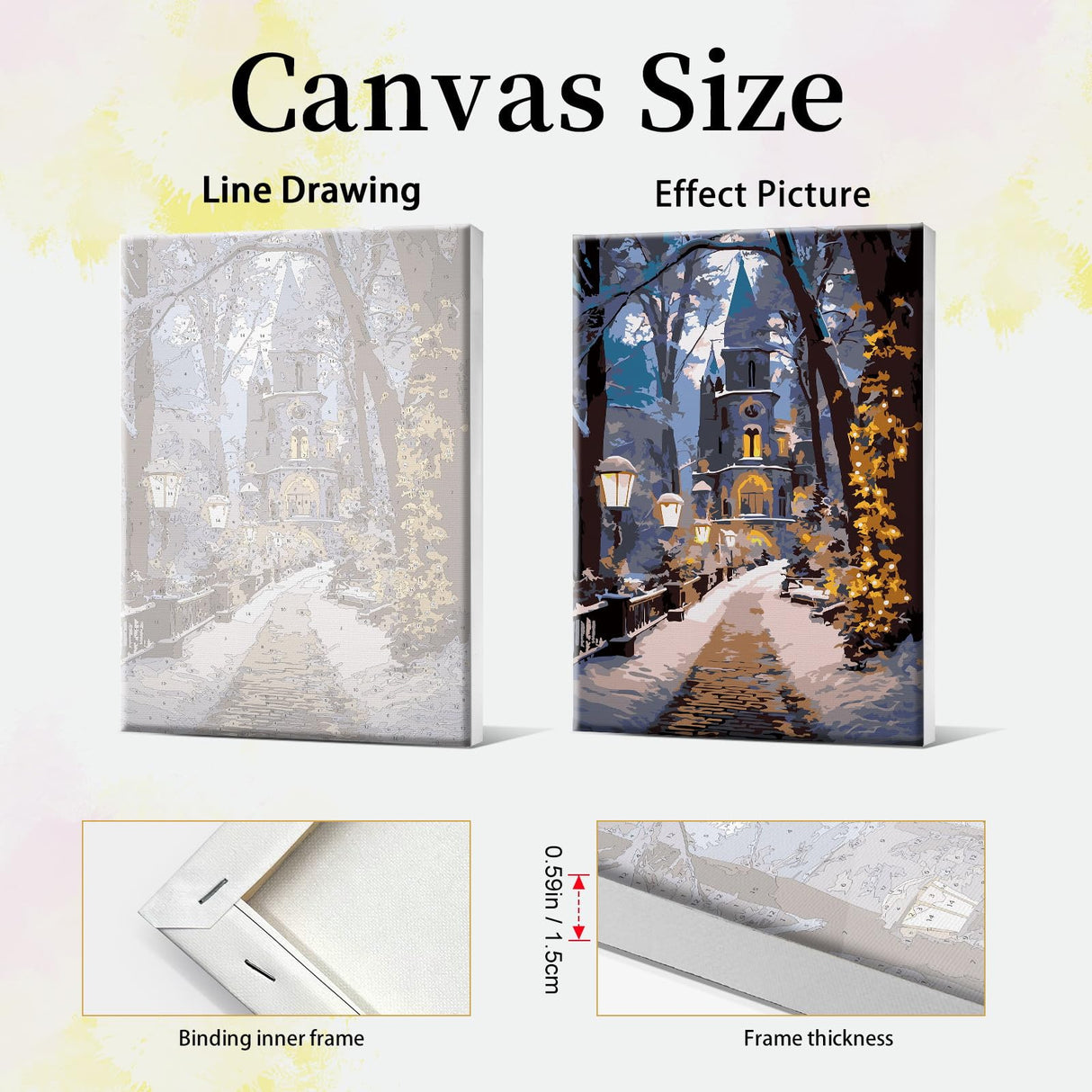 JOOZ Christmas Paint by Numbers Kit for Adults with Frame House Paint by Number with Easel Winter Scenes Paint by Number with Frame DIY Landscape Oil Painting Kits for Gift Home Wall Decor 8x12 Inch JOOZ