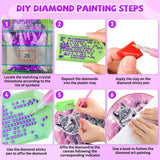 Bowetile Wolf Diamond Art Hanging Kits for Adults Kids, 5D Special Shape Diamond Painting Flowers Pendant Kits, Gem Art Suncatchers Painting Window Ornament for Home Garden Wall Decor Bowetile