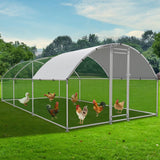 NUGRIART Large Metal Chicken Coop, Outdoor cage Run with Waterproof and Anti-UV Cover, Dome Roof Walk-in Poultry Cage Rabbit Duck House for Outside, Backyard and Farm. NUGRIART