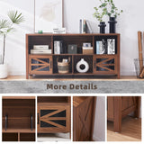 DUDUSHIMAN 8 Cube Storage Organizer Bookshelf with 2 Doors, 2-Tier Mid Century Modern Bookcase, 63" Long Horizontal Cubby Shelf, Wood Bookcase for Small Spaces Living Room DUDUSHIMAN