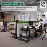 JWX Standing Adjustable Desk, 63 inches L Shaped Electric Standing Gaming Desk with Locking Wheels, Cup Holder, Headphone Hook, Cable Manager, Mouse pad, Carbon Fiber Textured Pane JWX