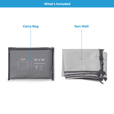 CORE Removable Sun Wall for Straight Leg Canopy Gazebo, Accessory Only, 10 ft x 10 ft CORE
