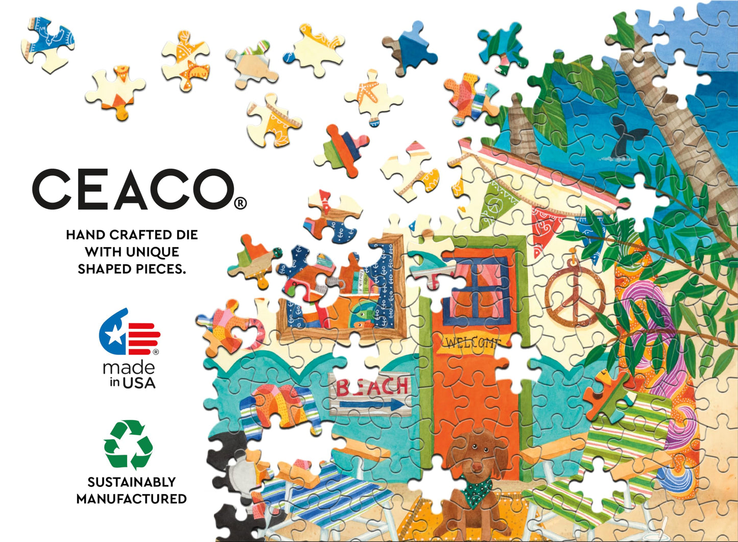 Ceaco - 5 in 1 Multipack - Happy Camper - (2) 300 Piece, (2) 500 Piece, (1) 750 Piece Jigsaw Puzzles