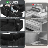 130" Oversized Cloud Couch Large Modular Sectional Sofa Modern U Shaped Sectional Couch 6 Deep Seat Sofa Set for Living Room Comfy Plush Corduroy Cloud Sofa with Ottoman, USB Port, Cup Holder, Black ONEMMLION