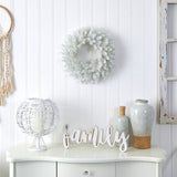 Nearly Natural 18in. White Colorado Spruce Artificial Christmas Wreath with 129 Bendable Branches and 20 Warm LED Lights Nearly Natural