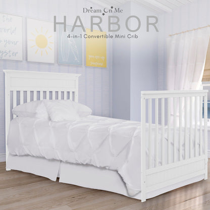 Dream On Me Harbor 4-in-1 Convertible Mini Crib in White, Greenguard Gold Certified