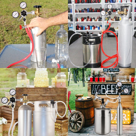 CGA-320 Kegerator Regulator, Dual Gauge Co2 Regulator for Kegerator Co2 Regulator Beer Tap for Keg with 1/4'' & 5/16'' Quick Disconnect Barb Connectors & Safety Relief Valve for Co2 Cylinder Tank Dbgogo
