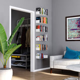 Wallniture Bali White U Shape Floating Shelves for Wall, CD DVD Storage Shelves and Metal Bookshelf Set of 6 Wallniture