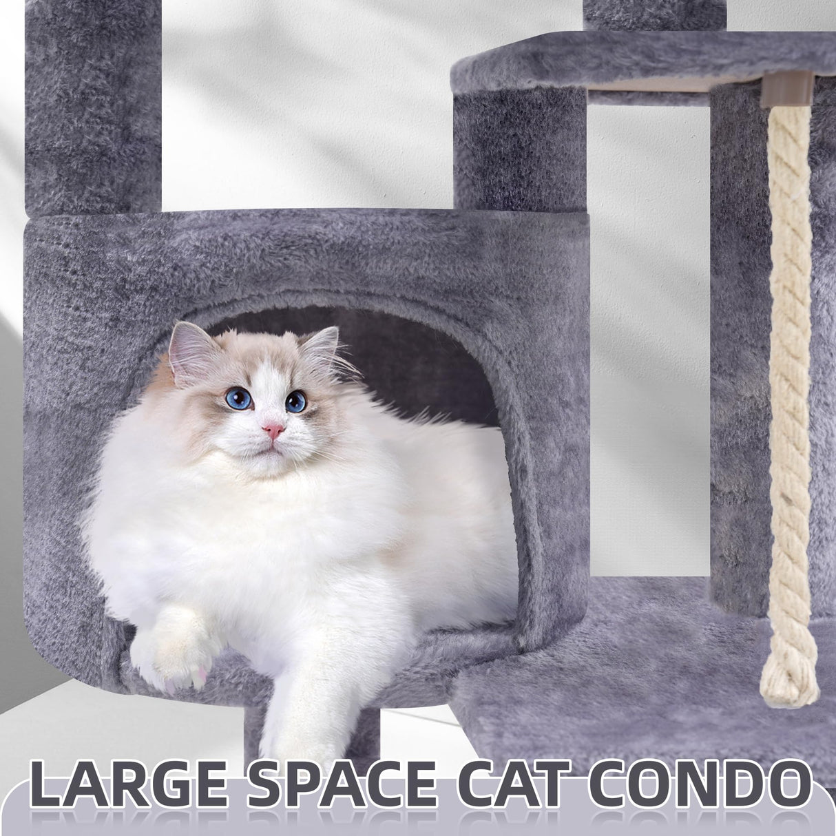 TINWEIUS 42.5'' Cat Tree for Indor Cats, Multifunctional Cat Tower with Cozy Condo, Perches, Scratching Posts and Hammock, Grey… TWDEPART