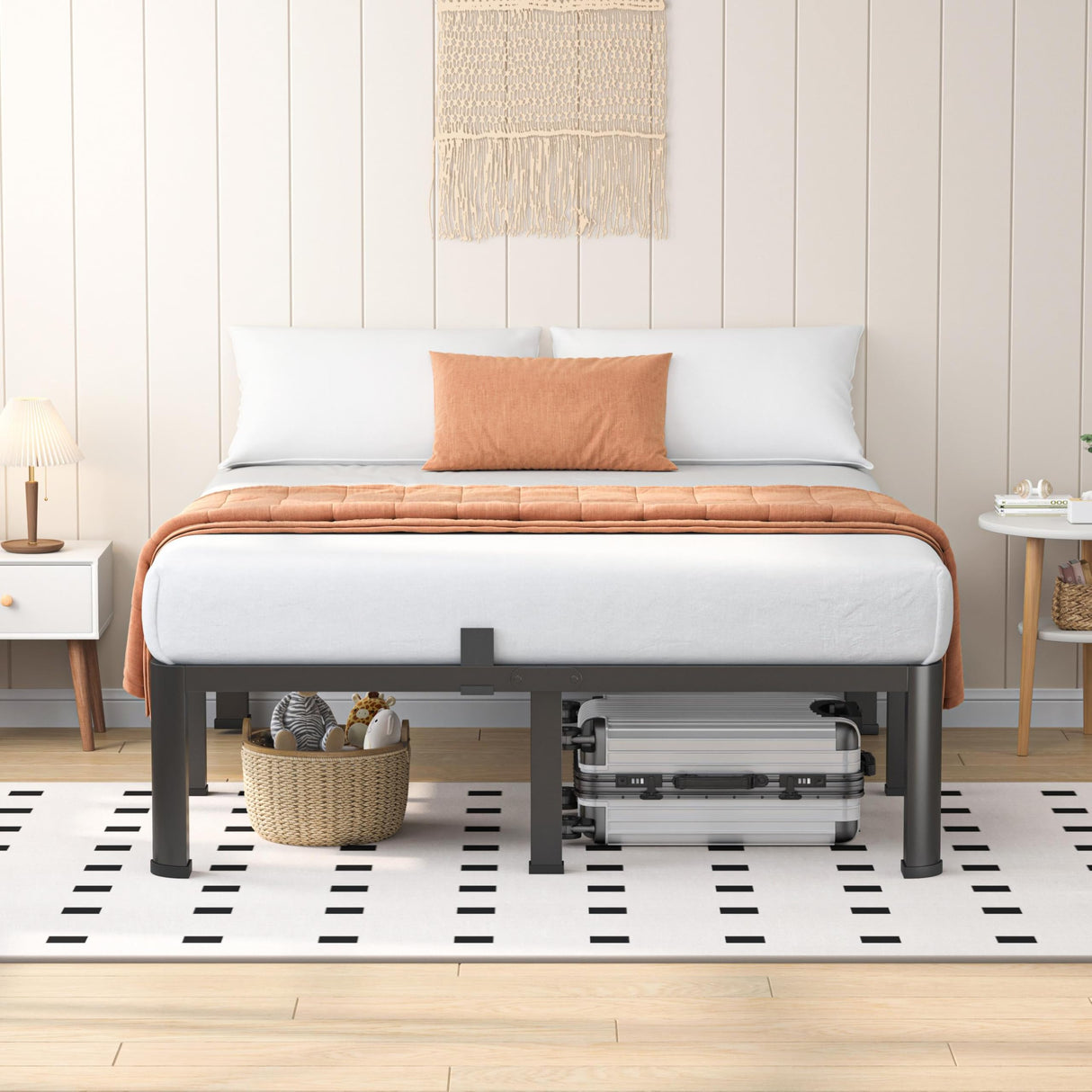 VIPSHOW 14 Inch King Heavy Duty 3500 lbs Bed Frame with Round-Corner Legs & Anti-Squeak Design – Quick Assembly Metal Platform, No Box Spring Needed VIPSHOW