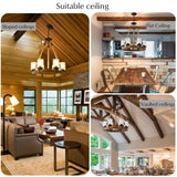 Rustic Wagon Wheel Chandelier with Seeded Glass Shades, 6 Lights Farmhouse Wood Retro Round Wagon Wheel Pendant Light for Living Room Kitchen Island Foyer Entryway BAOURE