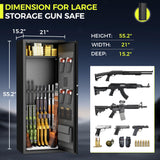 Superday 10-15 Gun Safe for Home Rifles and Pistols, Quick Access Large Gun Safe for Rifles, Gun Cabinets for Rifles and Shotguns with Keyboard Lock, 3 Adjustable Racks, Pockets(Black) Superday