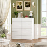 FOTOSOK White Dresser, 6 Drawer Dresser, Modern Tall Floor Storage Cabinet with Metal Sliding Rail, Wooden Handleless Drawer Cabinet, 6-Layer Large Capacity Vertical Dressers for Home & Office FOTOSOK