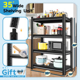 SUPPNEED 1400LBS Garage Storage Shelves Heavy Duty, 35" W x 16" D x 66" H,4-Tier Garage Shelving Heavy Duty, Industrial Metal Shelving Units for Basement,Fish Tank,Black SUPPNEED