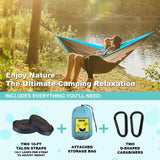 SZHLUX Camping Hammock Double & Single Portable Hammocks with 2 Tree Straps and Attached Carry Bag,Great for Outdoor,Indoor,Beach,Camping,Light Grey / Sky Blue SZHLUX
