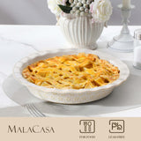 MALACASA Pie Pan, Stoneware Pie Dish for Baking, 45 OZ Deep Dish Pie Pans 9 Inch, Embossed Quiche Baking Dish for Oven, Fluted Dish Pie Plate for Apple Pie, Pot Pie and Quiche, Set of 1, Series LYDIA MALACASA