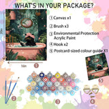 Black Cat Paint by Numbers Kit for Adults Beginner-Funny Bathing Black Cat Adult Paint by Number Kits on Canvas, DIY Acrylic Oil Painting by Numbers for Adults for Gift Home Wall Decor(16x20inch) Arttoplus