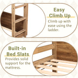 Twin Over Twin Low Bunk Beds with Rustic Headboard & Footboard – Solid Rubber Wood Floor Bunk Bed Frame, No Box Spring Needed, Perfect Small Bunked Frames for Kids, Teens, Boys Girls, Antique Oak Mirightone