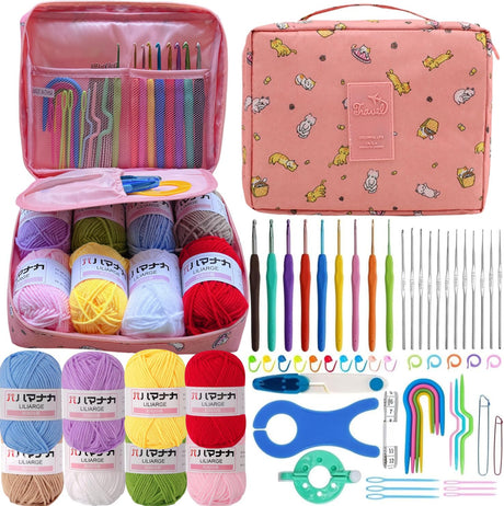 ZICALSO Crochet Kit for Beginners Adults,Beginner Crochet Kits with Yarn,Learn to Crochet Kit,Crochet Supplies,Ergonomic Crochet Hooks and Small Crochet Hooks ZICALSO