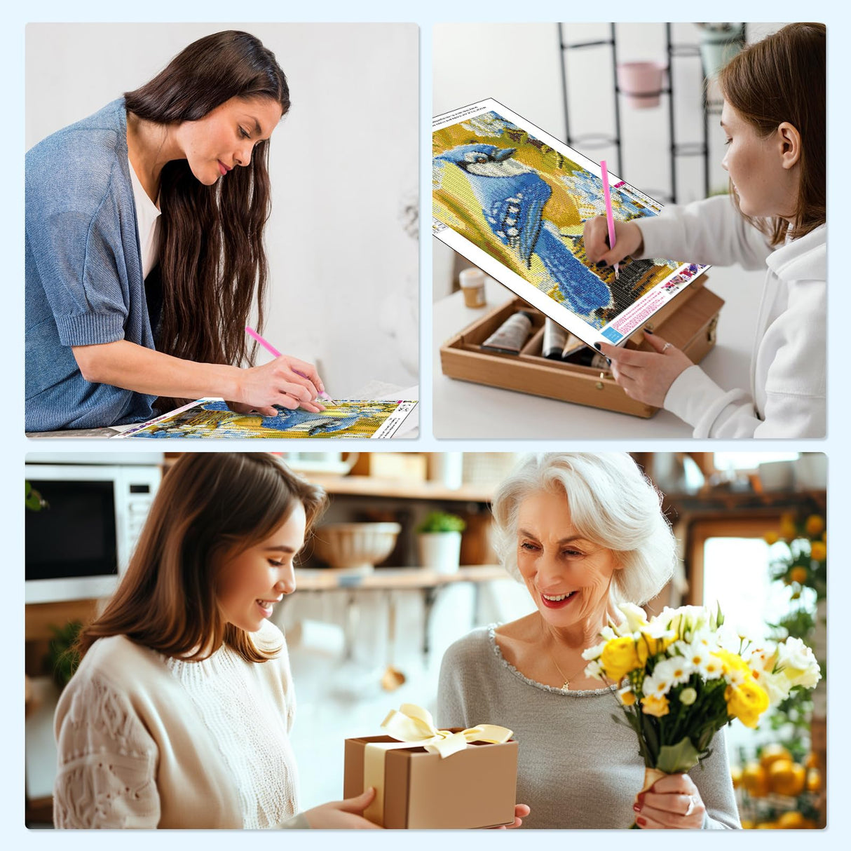 MISCER Bird Diamond Art Kits for Adults, Animals Diamond Painting Kits for Beginners, 5D Full Drill Round Paint with Diamonds Pictures, Gem Art Painting DIY Crafts Kit Decor 12x16inch MISCER