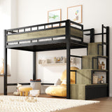 soges Twin Size Metal Loft Bed with Storage Stairs & Drawers,Space-Saving Heavy-Duty Bed Frame for Teens and Junior, No Box Spring Needed, Easy Assembly, Black soges