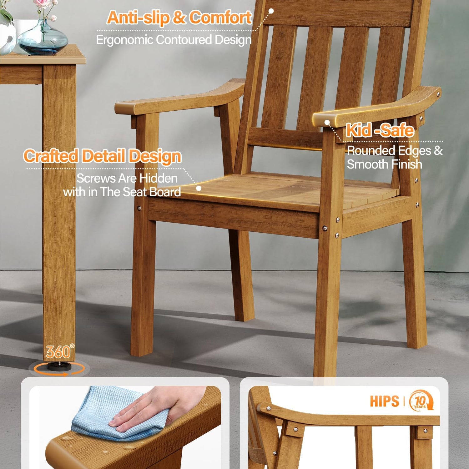 YEFU Outdoor Patio Dining Sets: All Weather 12 Piece Dining Table Set for 10 with Umbrella Hole & Aluminum Frame - Outdoor Furniture Patio 2 Table and 10 Chairs for Outside Backyard/Porch/Deck Teak YEFU