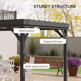 Outsunny 10' x 12' Outdoor Pergola, Wood Gazebo Grape with Concrete Anchors for Climbing Plant Support at Garden, Patio, Backyard, Deck, Gray Outsunny