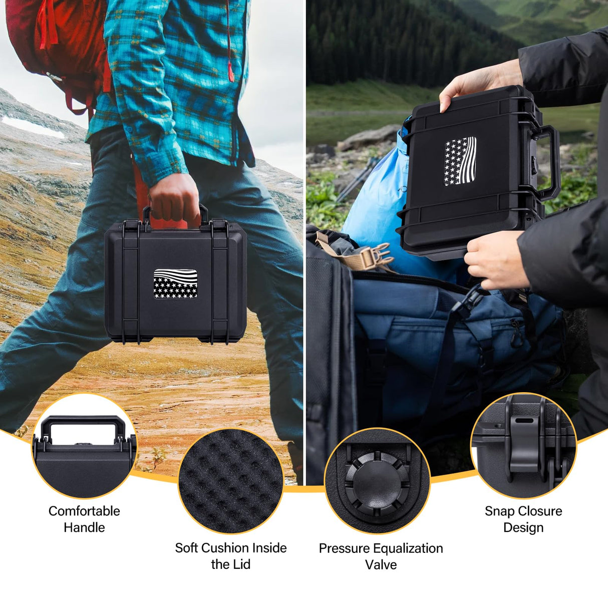 MewVeer Pistol Case for Handgun, Hard Gun Cases, TSA-Approved Waterproof & Shockproof Travel Pistols Box with Pre-Diced Foam for 9mm Gun and Accessories MewVeer