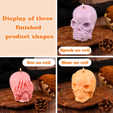 HUAKENER 3 Pack Skull Candle Molds, 3D Skull Resin Molds, Hear-no, Speak-no, See-no Skull Silicone Molds for Candle, Epoxy Resin, Soap, Halloween Cake Decor HUAKENER