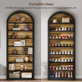 Tribesigns 79.5" Tall Arched Bookshelf, 8-Tier Modern Black Arched Bookcase with Storage Shelves, Floor Standing Wood Display Shelving Unit, Set of 2 Tribesigns