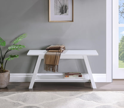 Roundhill Furniture Elyz Bench, White - WoodArtSupply