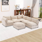 Tbfit Oversized Modular Sectional Sofa, Chenille Cloud Couch Deep Seat, 6-Seater Modular Sofa Couch for Living Room, Beige Tbfit