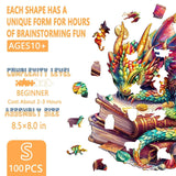 Wooden Puzzles for Adults - Jeweled Dragon Puzzle, Unique Shape Puzzle 100 Pieces, Wooden Jigsaw Puzzles for Adults, Wood Puzzles Adult, Family Puzzle, Good Gift Idea for Friends (S-8.5 * 8in) Pijesaksa