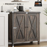 GarveeHome Farmhouse Sideboard Buffet Cabinet with Storage,Small Coffee Bar, Kitchen Storage Cabinet with Adjustable Shelf and 2 Barn Doors,for Living Room, Dining Room,Entryway，Rustic Oak GarveeHome