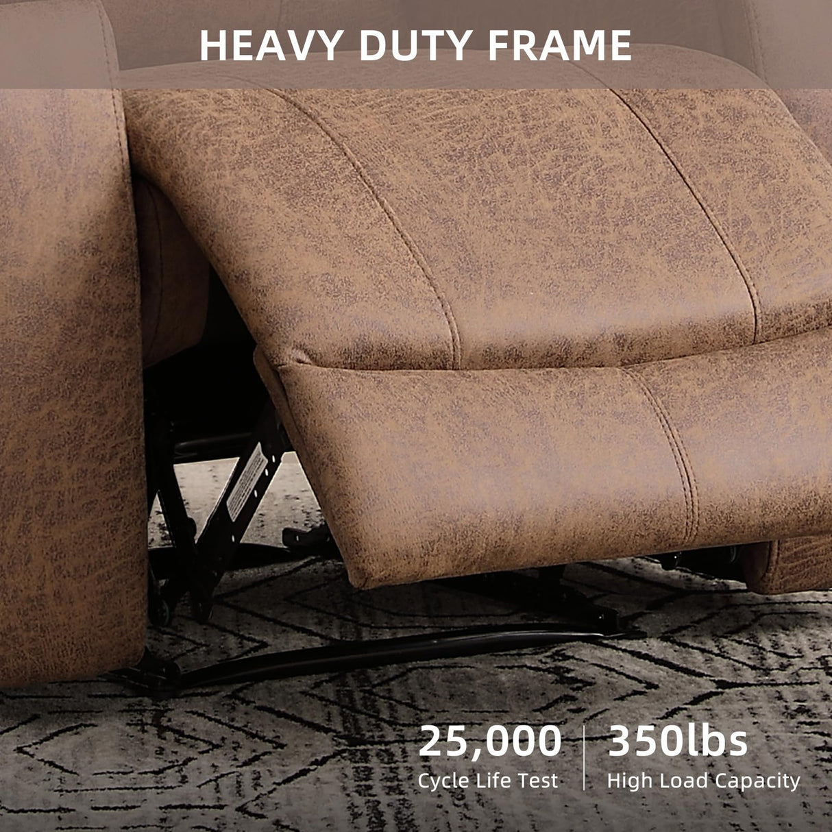IOMOR Leather Recliner Chair, Manual Recliner Chair for Adults with Overstuffed Arms and Back, Single Sofa Recliner with Cup Holders for Living Room (1, Nut Brown) IOMOR