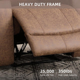 IOMOR Leather Recliner Chair, Manual Recliner Chair for Adults with Overstuffed Arms and Back, Single Sofa Recliner with Cup Holders for Living Room (1, Nut Brown) IOMOR
