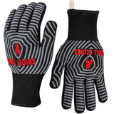 QUWIN BBQ Gloves, Oven Gloves 1472℉ Extreme Heat Resistant, Grilling Gloves Silicone Non-Slip Oven Mitts, Kitchen Gloves for BBQ, Grilling, Cooking, Baking-1 Pair… (Black, One Size Fits Most) QUWIN