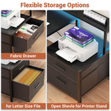 Aheaplus L Shaped Desk with File Drawer, 72.8" Reversible L Shaped Computer Desk with Power Outlet & LED Strip, Gaming Desk with Long Monitor Stand, Office Desk Corner Desk with Storage Shelf, Black Aheaplus