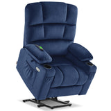 MCombo Large Lay Flat Dual Motor Power Lift Recliner Chair Sofa with Massage and Heat for Elderly People, Infinite Position, Fabric 7680 (Large-Regular, Navy Blue) MCombo