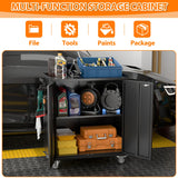 SUXXAN Metal Garage Storage Cabinet on Wheels, Black Steel Rolling Tool Cabinet with 2 Doors Pegboard a Handle Hooks Adjustable Shelves for Home Office Garage, Assembly Required SUXXAN