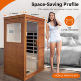 OUTEXER Far Infrared Sauna Home Sauna Spa Room Low-EMF Wood 800W Indoor Saunas with Control Panel and Tempered Glass Door, Room:35.2 * 27.6 * 61.6Inch OUTEXER