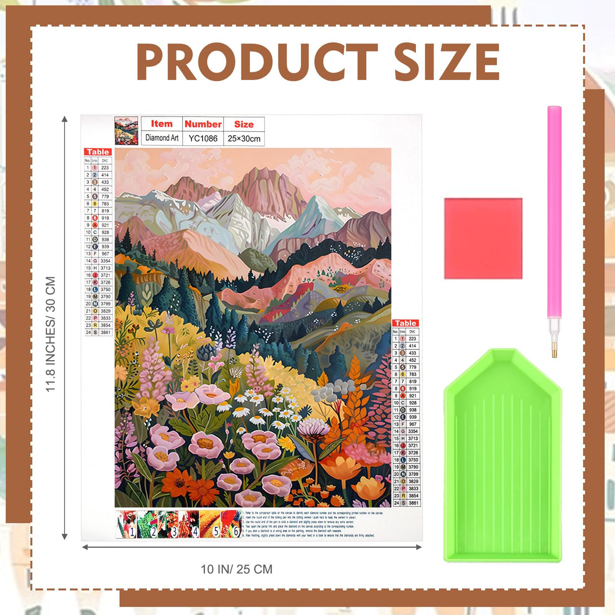 Yeaqee 4 Pcs Diamond Art Kits DIY Painting for Adult Aesthetic Wall Diamond Crafts Aesthetic Room Decor Cute Painting Pictures 5d Craft Wall Decor for Home 10 x 11.8''(Flower Mountain) Yeaqee