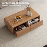 Luxury Walnut Wood Square Coffee Table with Large Hidden Storage, Expandable Tabletop Center Table for Living Room, Modern Accent Table with Drawers (Walnut Coffee Table) WuerQi