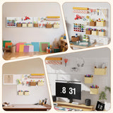 Spampur Peg Board, 4 Pack Metal PegBoard Organizer with Accessories, White Pegboard Panels with 50 Pcs Hooks and Baskets, Wall Organizer for office, Craft Room Organization, Garage, Sewing Room Spampur
